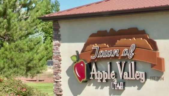 Close-up of the Town of Apple Valley welcome sign